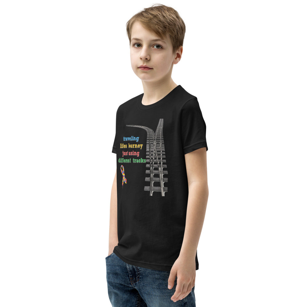 Traveling Life's Journey Autism Awareness Youth Short Sleeve T-Shirt - Broken Knuckle Apparel