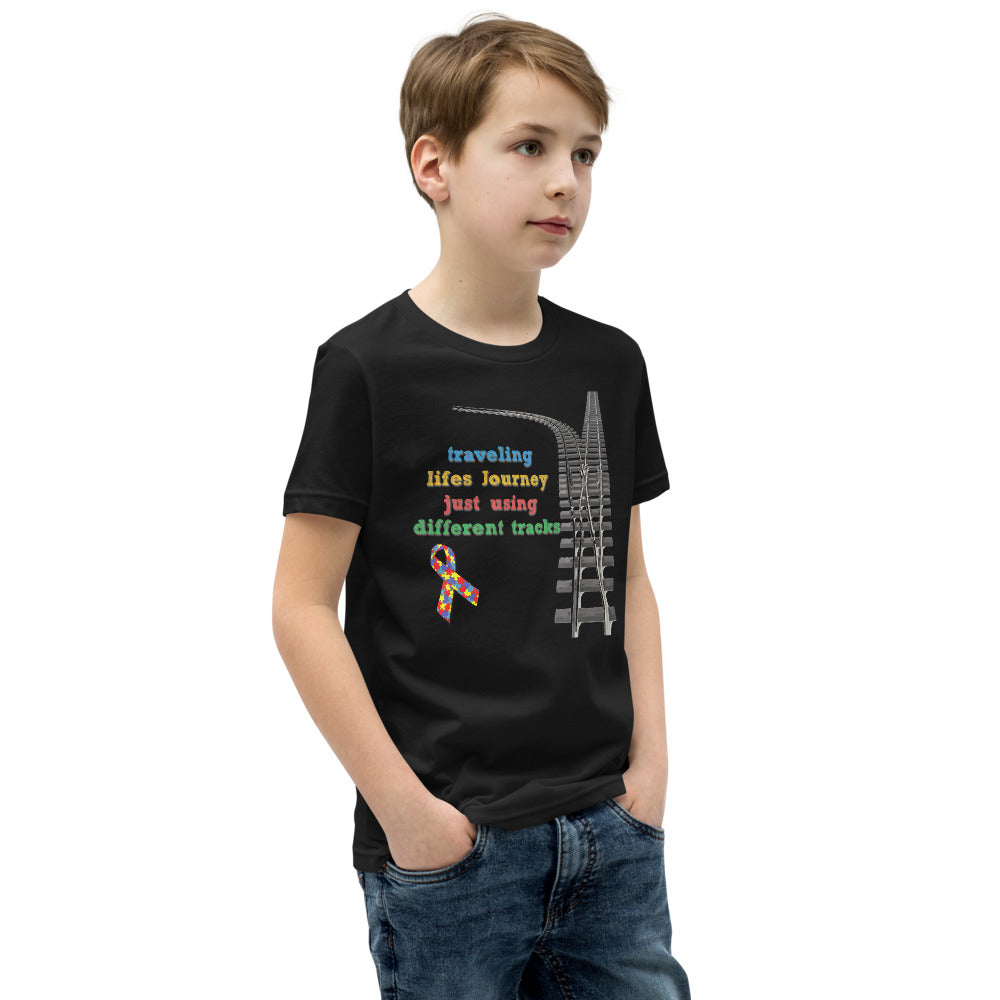 Traveling Life's Journey Autism Awareness Youth Short Sleeve T-Shirt - Broken Knuckle Apparel