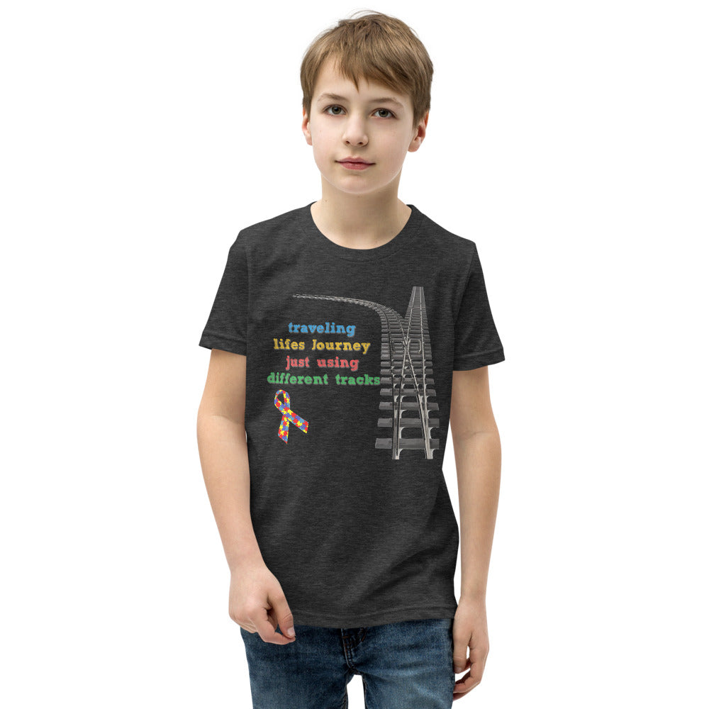 Traveling Life's Journey Autism Awareness Youth Short Sleeve T-Shirt - Broken Knuckle Apparel