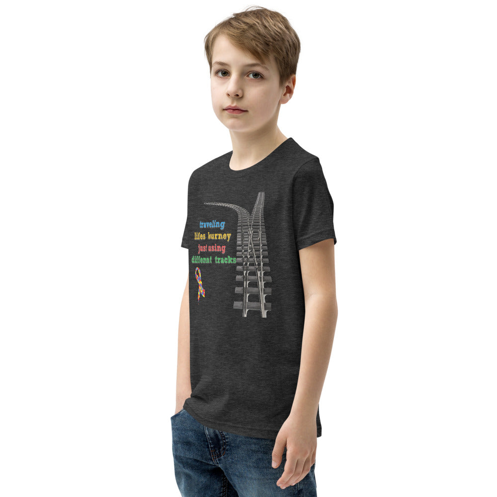 Traveling Life's Journey Autism Awareness Youth Short Sleeve T-Shirt - Broken Knuckle Apparel