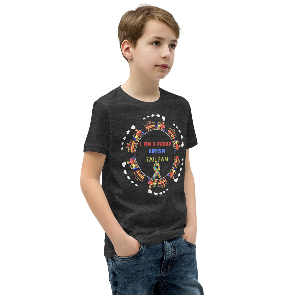 I Am a Proud Autism Railfan Youth Short Sleeve T-Shirt - Broken Knuckle Apparel