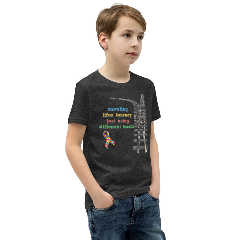 Traveling Life's Journey Autism Awareness Youth Short Sleeve T-Shirt - Broken Knuckle Apparel