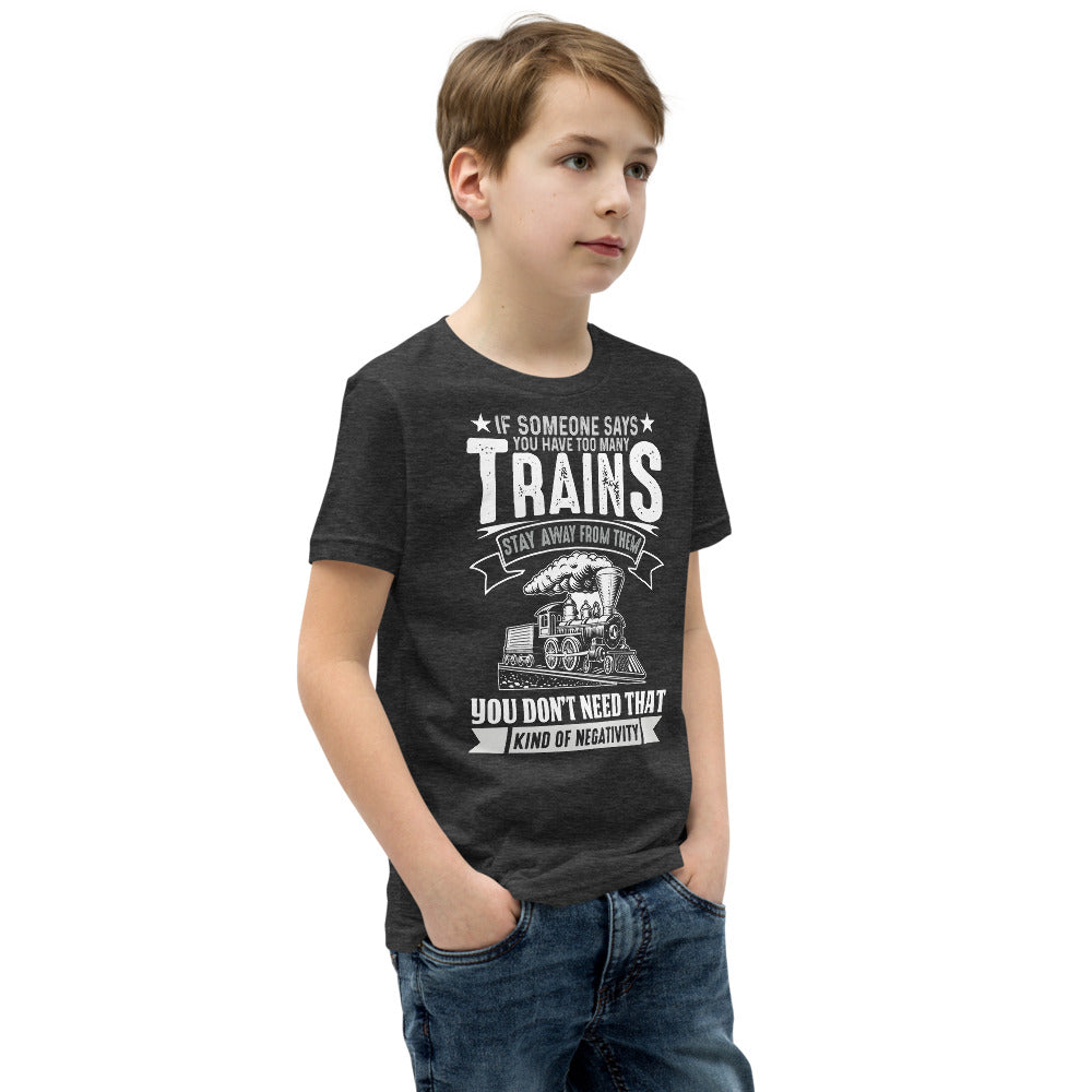 Too Many Trains? Youth Short Sleeve T-Shirt - Broken Knuckle Apparel