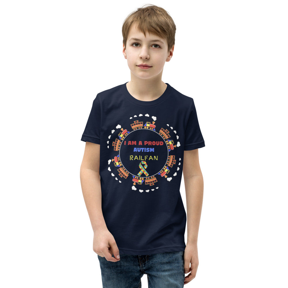I Am a Proud Autism Railfan Youth Short Sleeve T-Shirt - Broken Knuckle Apparel