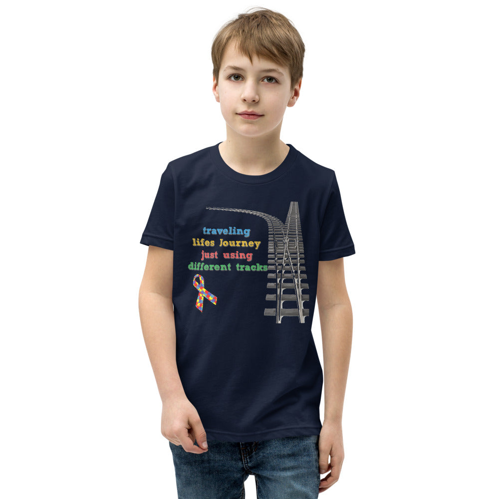 Traveling Life's Journey Autism Awareness Youth Short Sleeve T-Shirt - Broken Knuckle Apparel