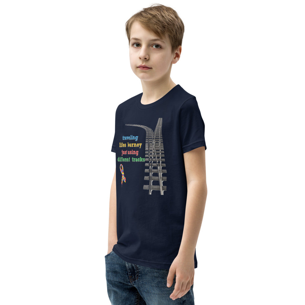 Traveling Life's Journey Autism Awareness Youth Short Sleeve T-Shirt - Broken Knuckle Apparel
