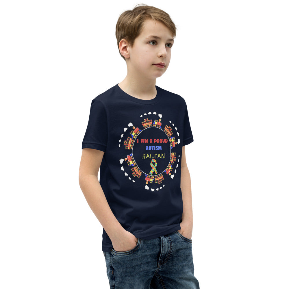 I Am a Proud Autism Railfan Youth Short Sleeve T-Shirt - Broken Knuckle Apparel