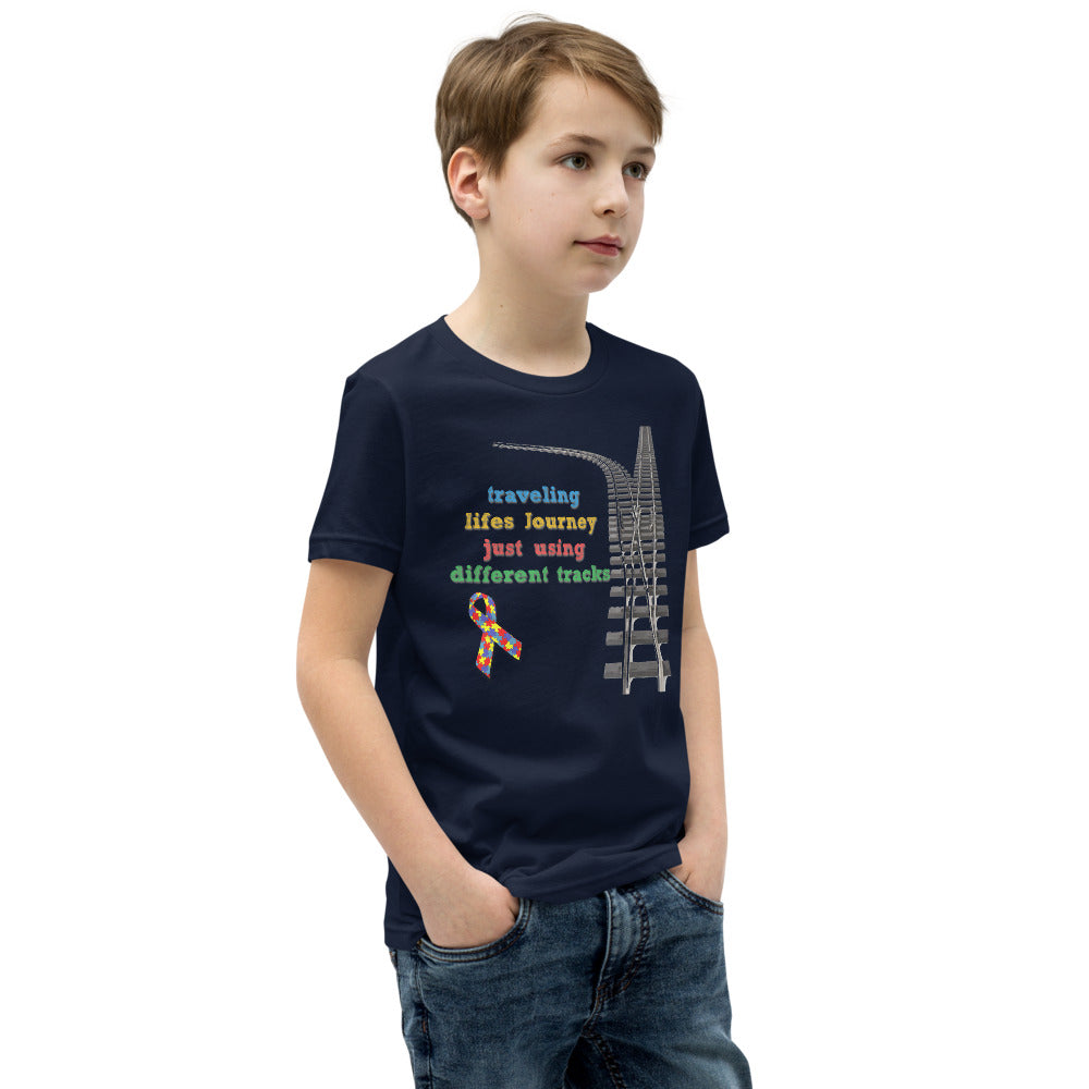 Traveling Life's Journey Autism Awareness Youth Short Sleeve T-Shirt - Broken Knuckle Apparel