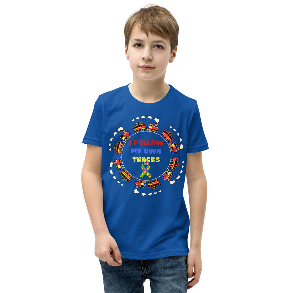 I Follow My Own Tracks Autism Awareness Youth Short Sleeve T-Shirt - Broken Knuckle Apparel