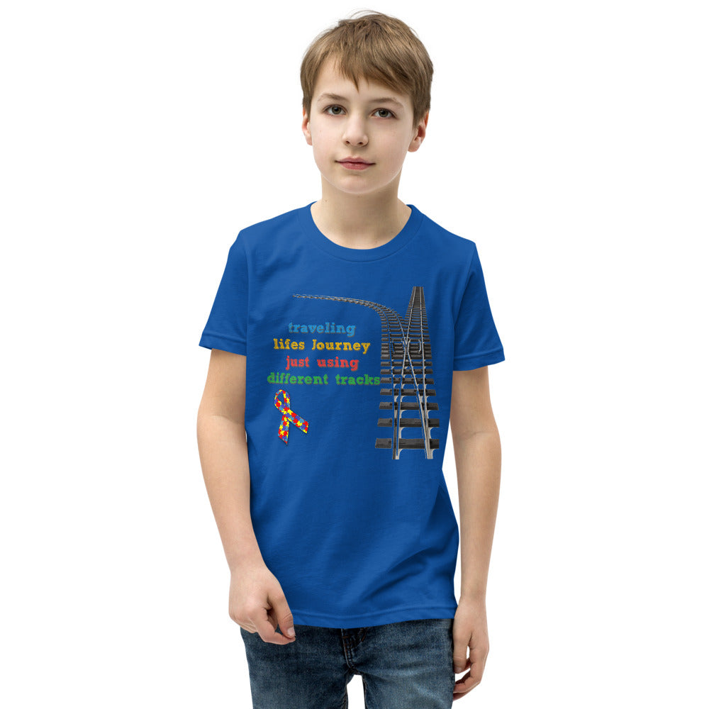 Traveling Life's Journey Autism Awareness Youth Short Sleeve T-Shirt - Broken Knuckle Apparel