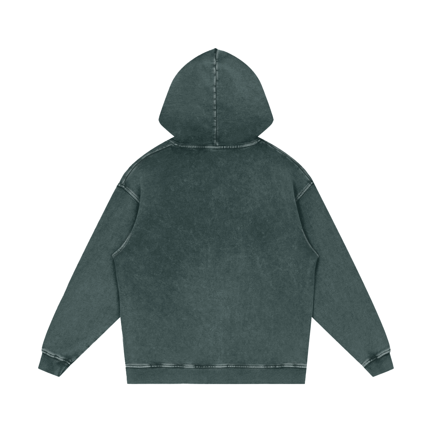 Green hoodie shown from the back on a white background