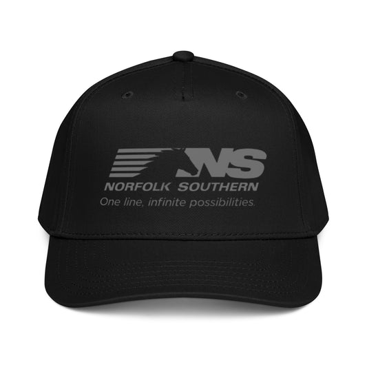 Black cap with Norfolk Southern logo on a white background