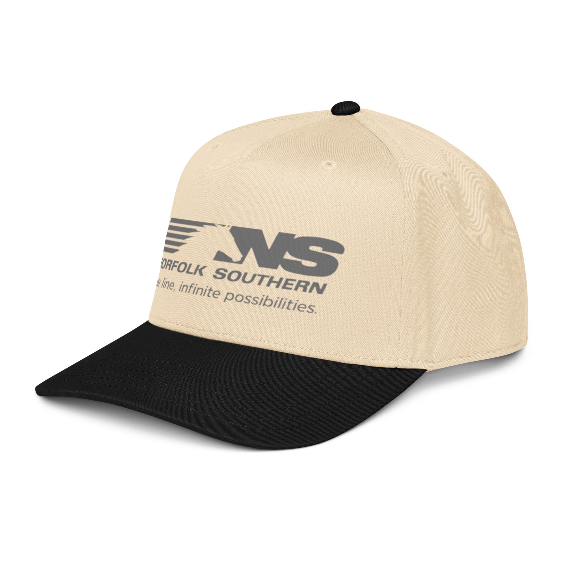 Beige and black cap with Norfolk Southern logo on a white background