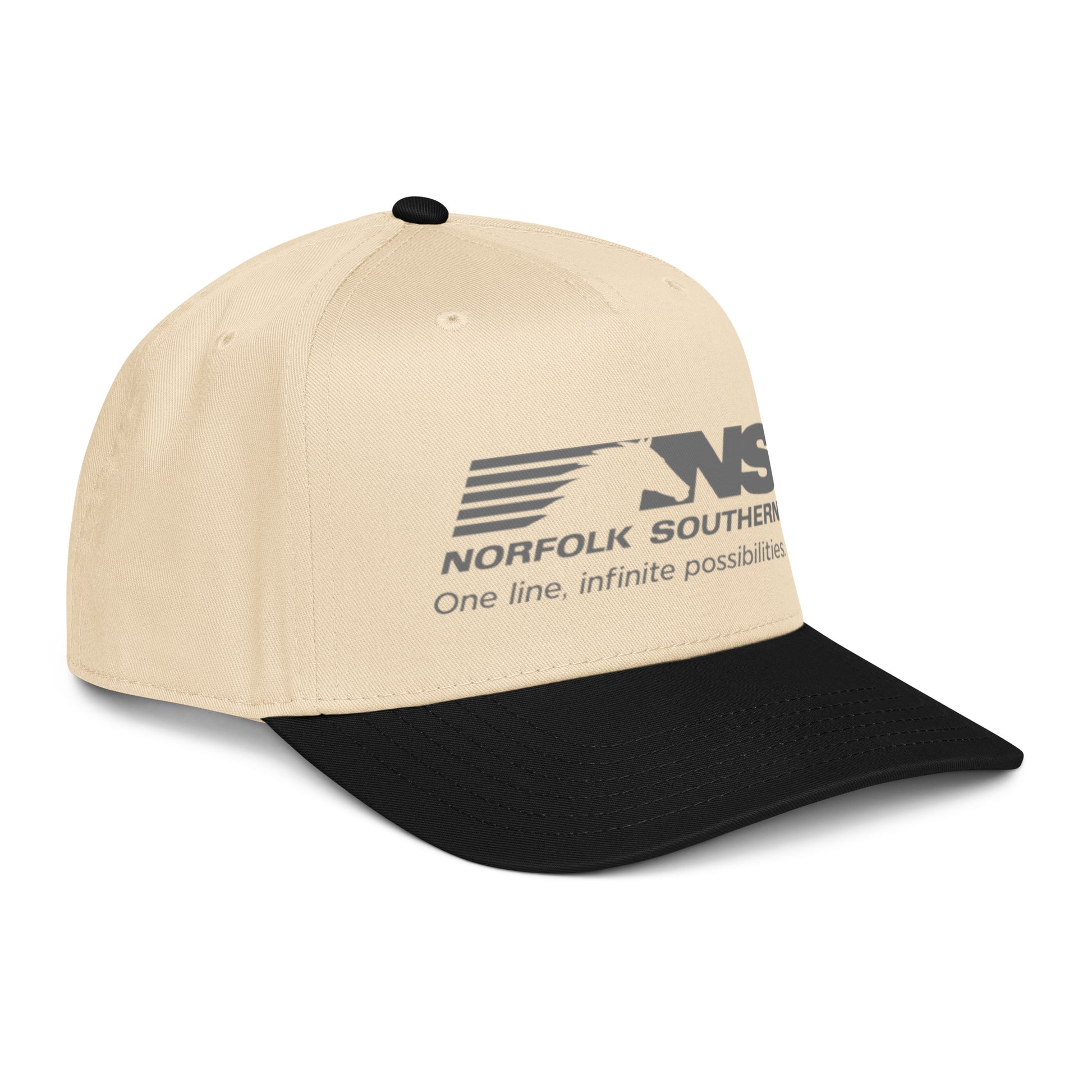 Beige and black cap with Norfolk Southern logo on a white background