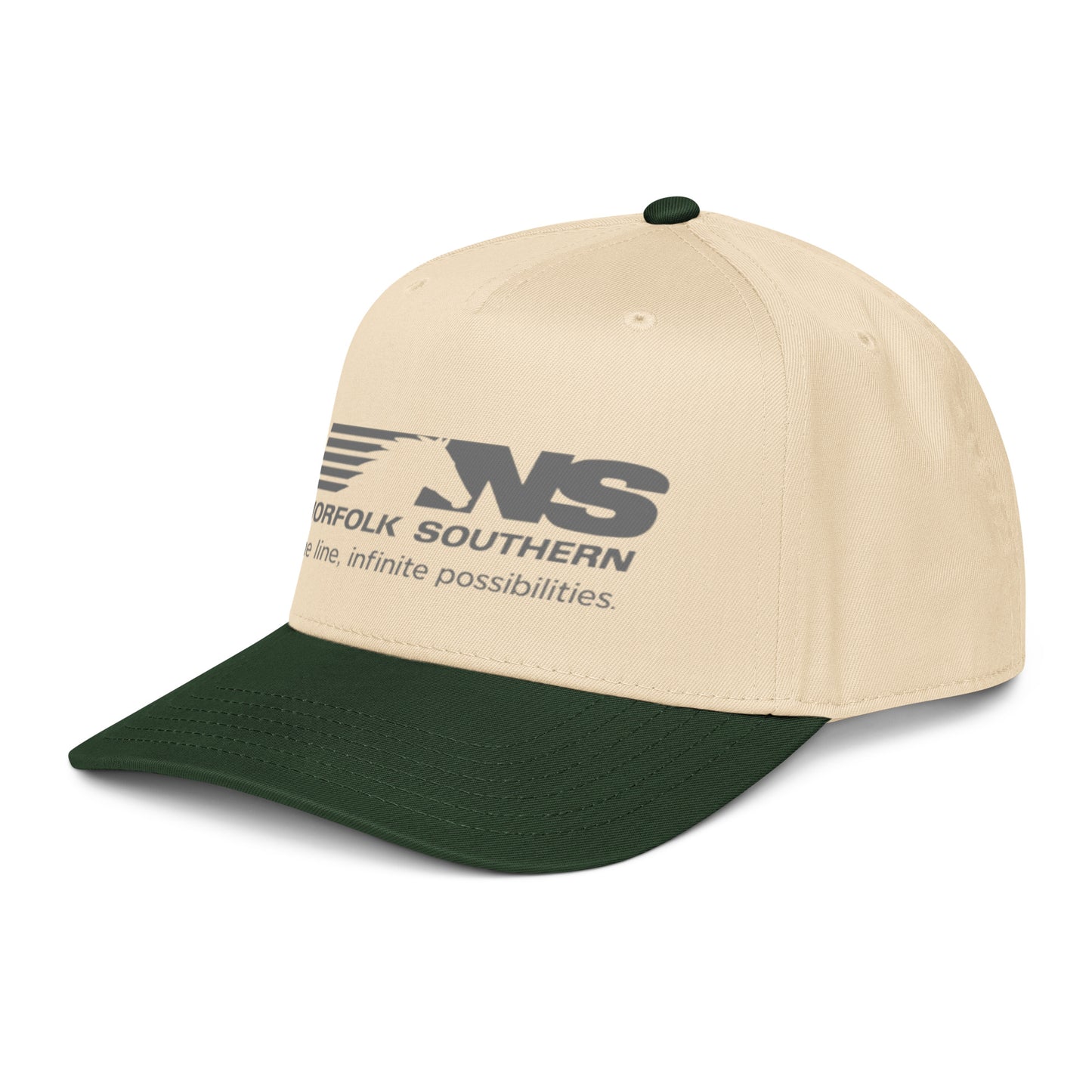 Beige and green cap with Norfolk Southern logo on a white background