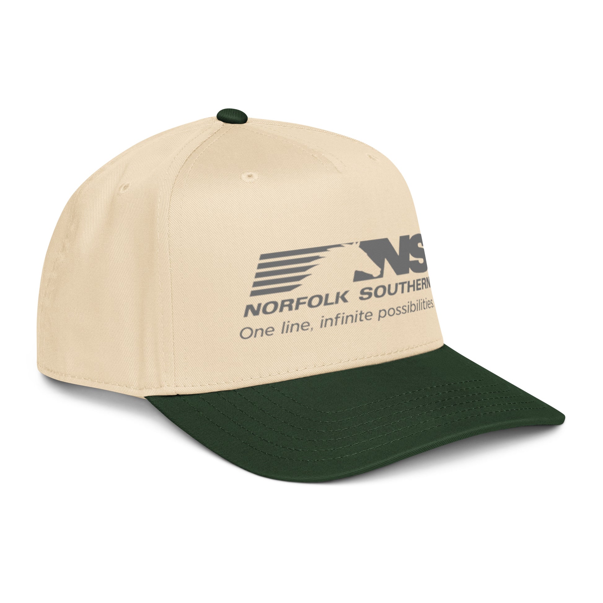 Beige and green cap with Norfolk Southern logo on a white background