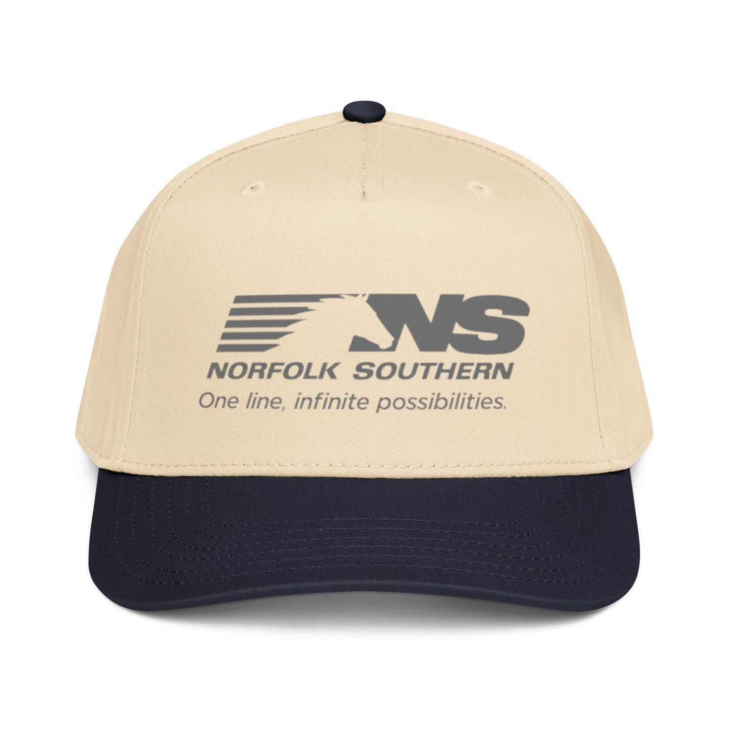 Beige and navy cap with Norfolk Southern logo on a white background