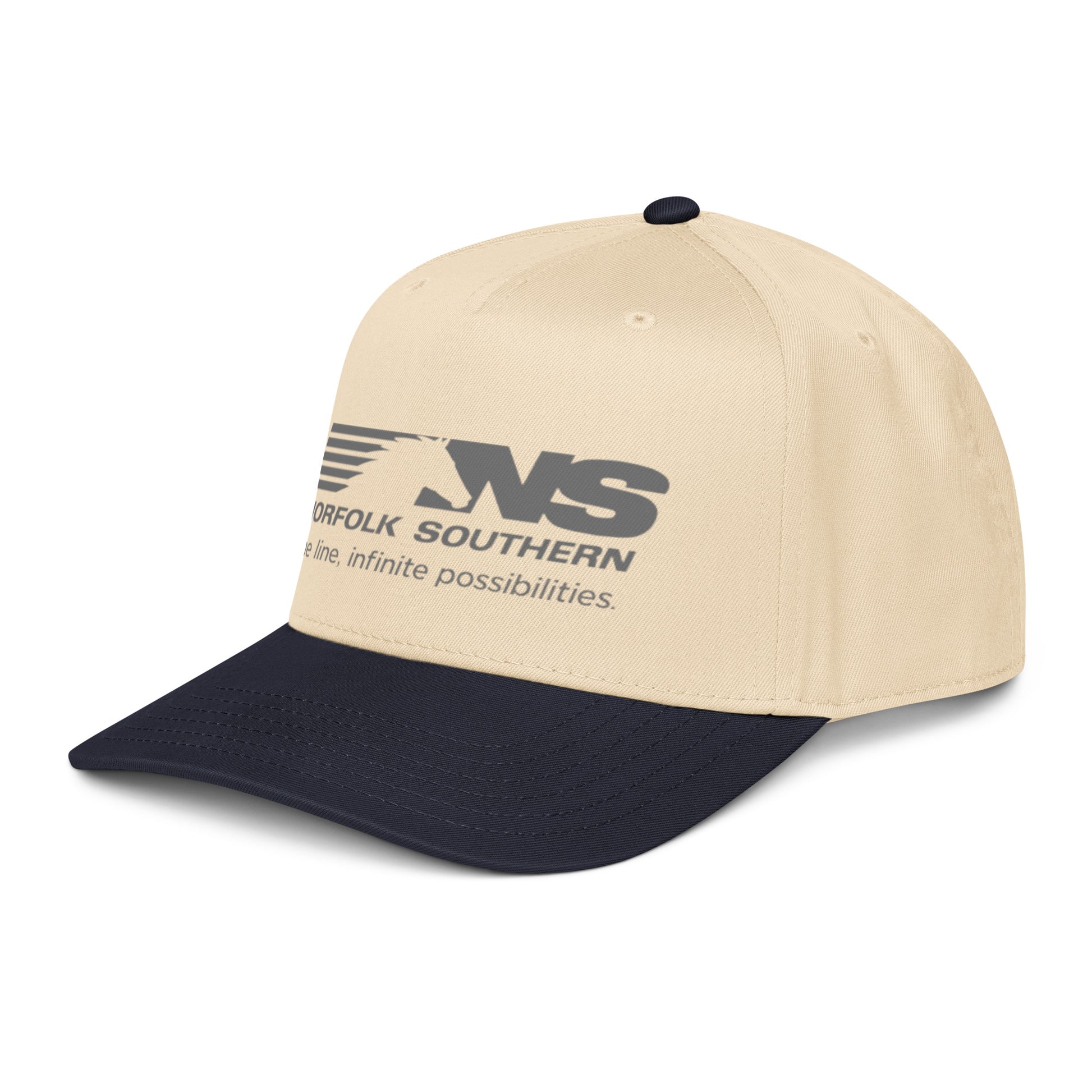Beige and navy cap with Norfolk Southern logo on a white background