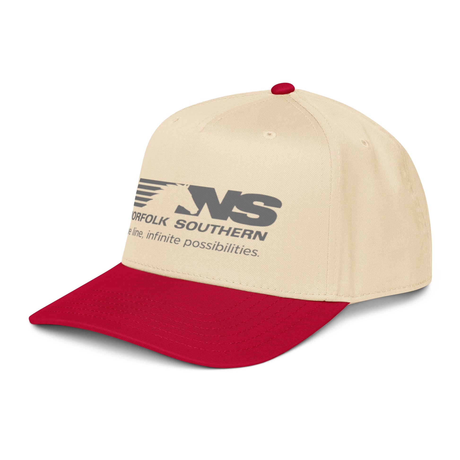 Beige and red cap with Norfolk Southern logo on a white background