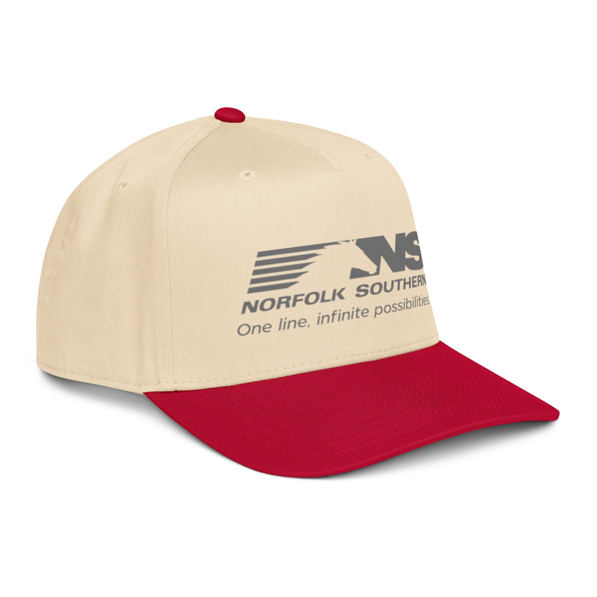 Beige and red cap with Norfolk Southern logo on a white background