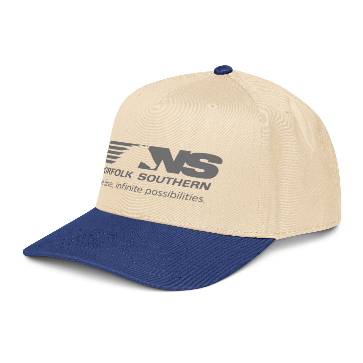 Beige and blue cap with Norfolk Southern logo on a white background