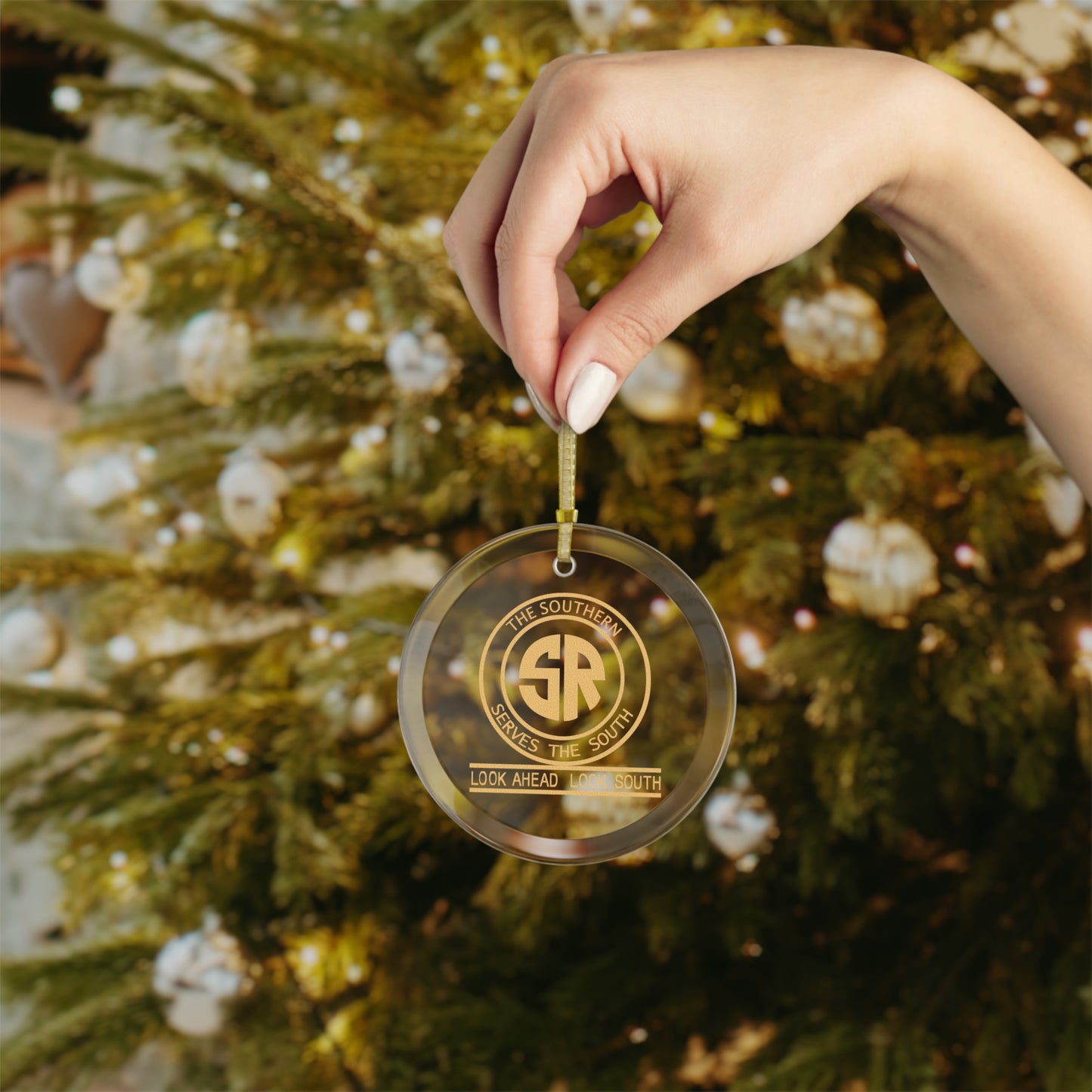 The Southern Serves the South Glass Ornament
