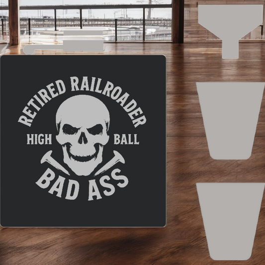 Retired Railroader  stainless-steel flask set