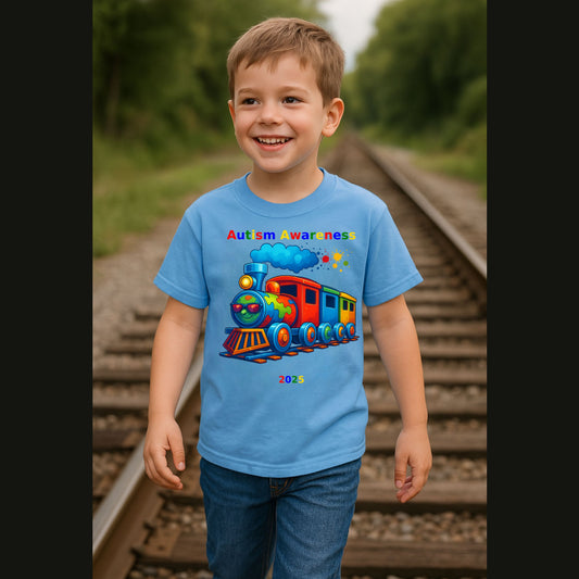 Autism Awareness Train 2025 Youth Classic 100% Cotton T-Shirt