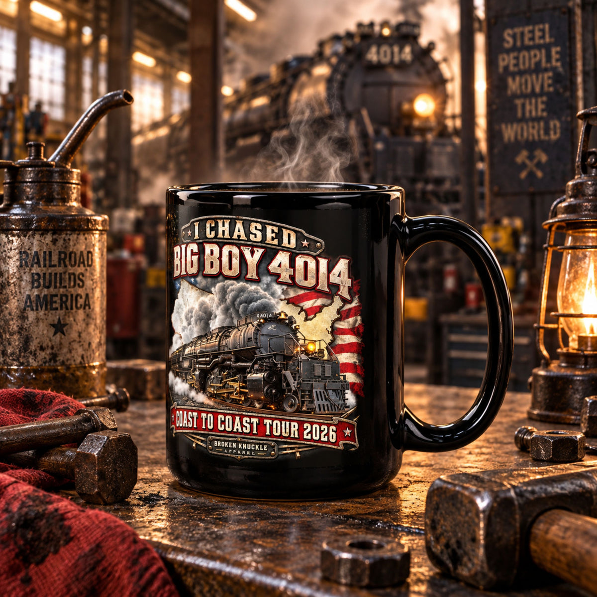 I Chased Big Boy 4014 Coast To Coast Tour 2026 Heritage 15 oz Black Glossy Mug