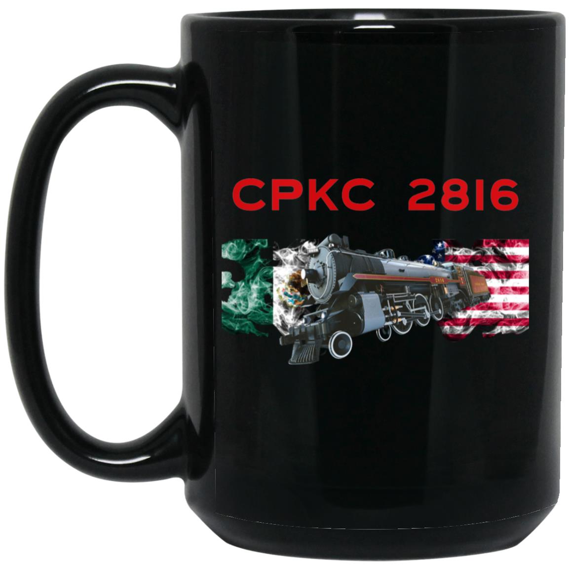 CPKC 2816 w/ USA/MEX Flag 15 oz. Black Mug