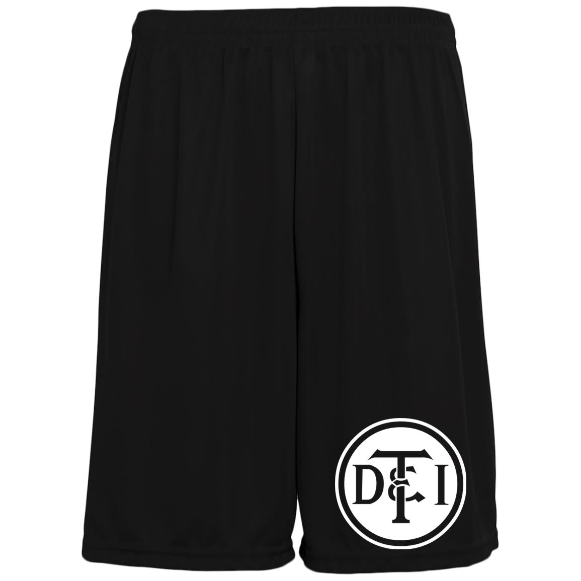 Detroit & Toledo Ironton [DT&I] Vintage White Logo Moisture-Wicking Pocketed 9 inch Inseam Training Shorts