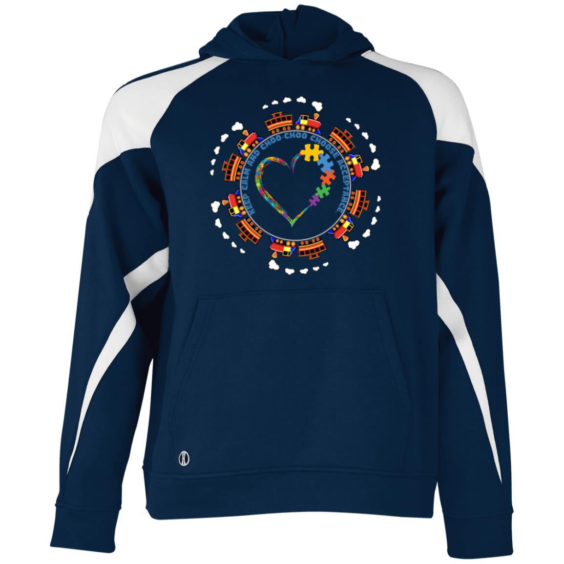 Embrace Diversity Autism Awareness Youth Athletic Colorblock Fleece Hoodie