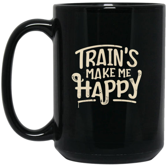 Train's Make Me Happy 15oz Black Mug