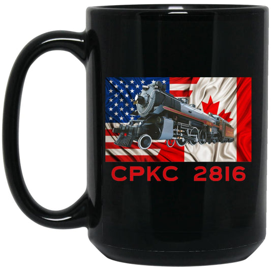 CPKC 2816 USA/Canada Flag 15 oz. Black Mug