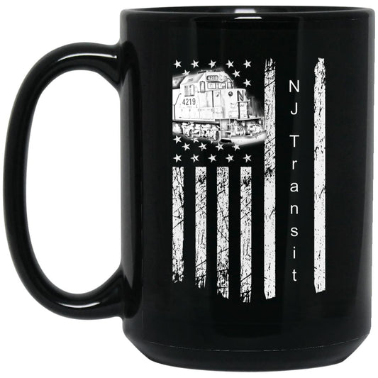 NJ Transit American Flag Mug | Railroad Coffee Cup for Railfans
