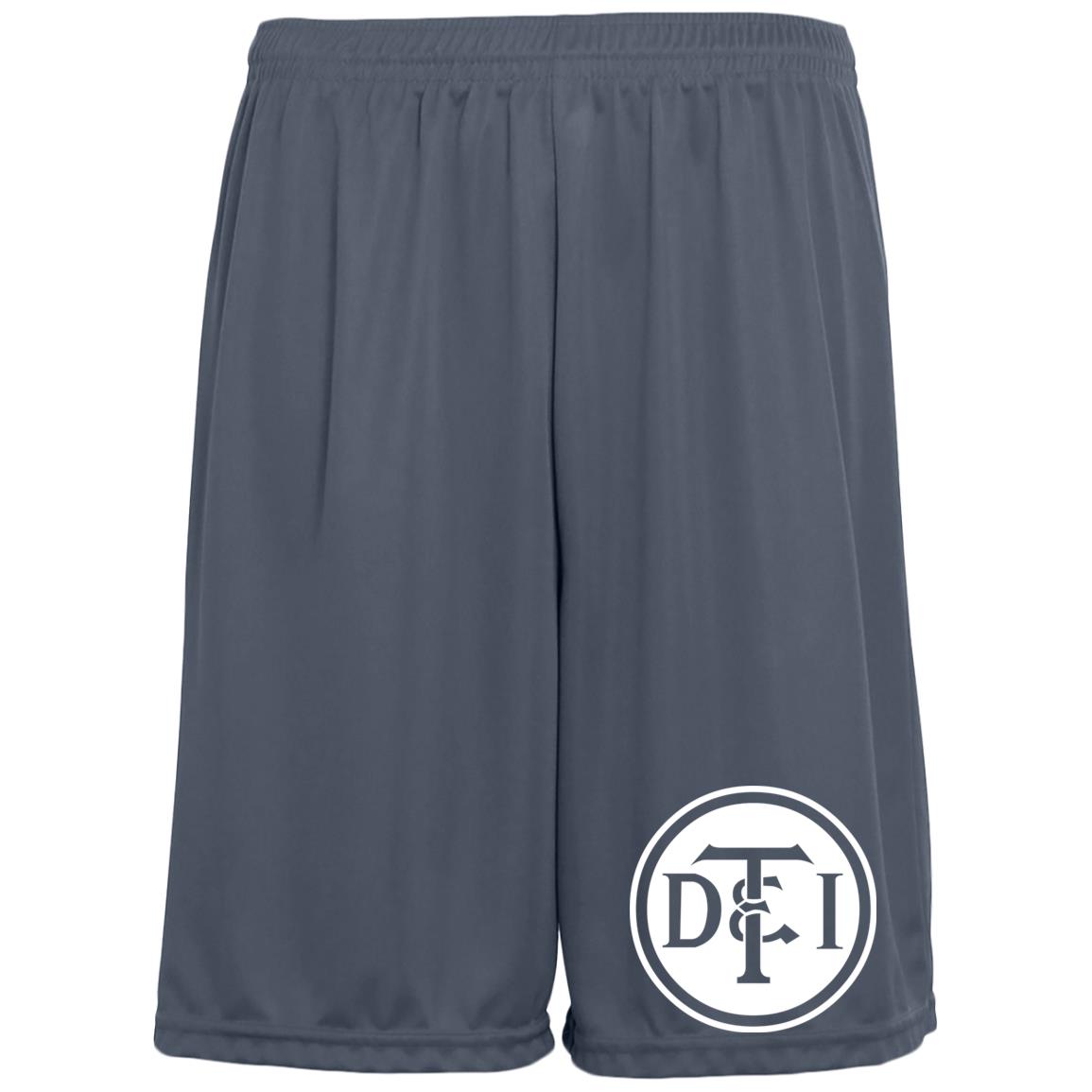 Detroit & Toledo Ironton [DT&I] Vintage White Logo Moisture-Wicking Pocketed 9 inch Inseam Training Shorts