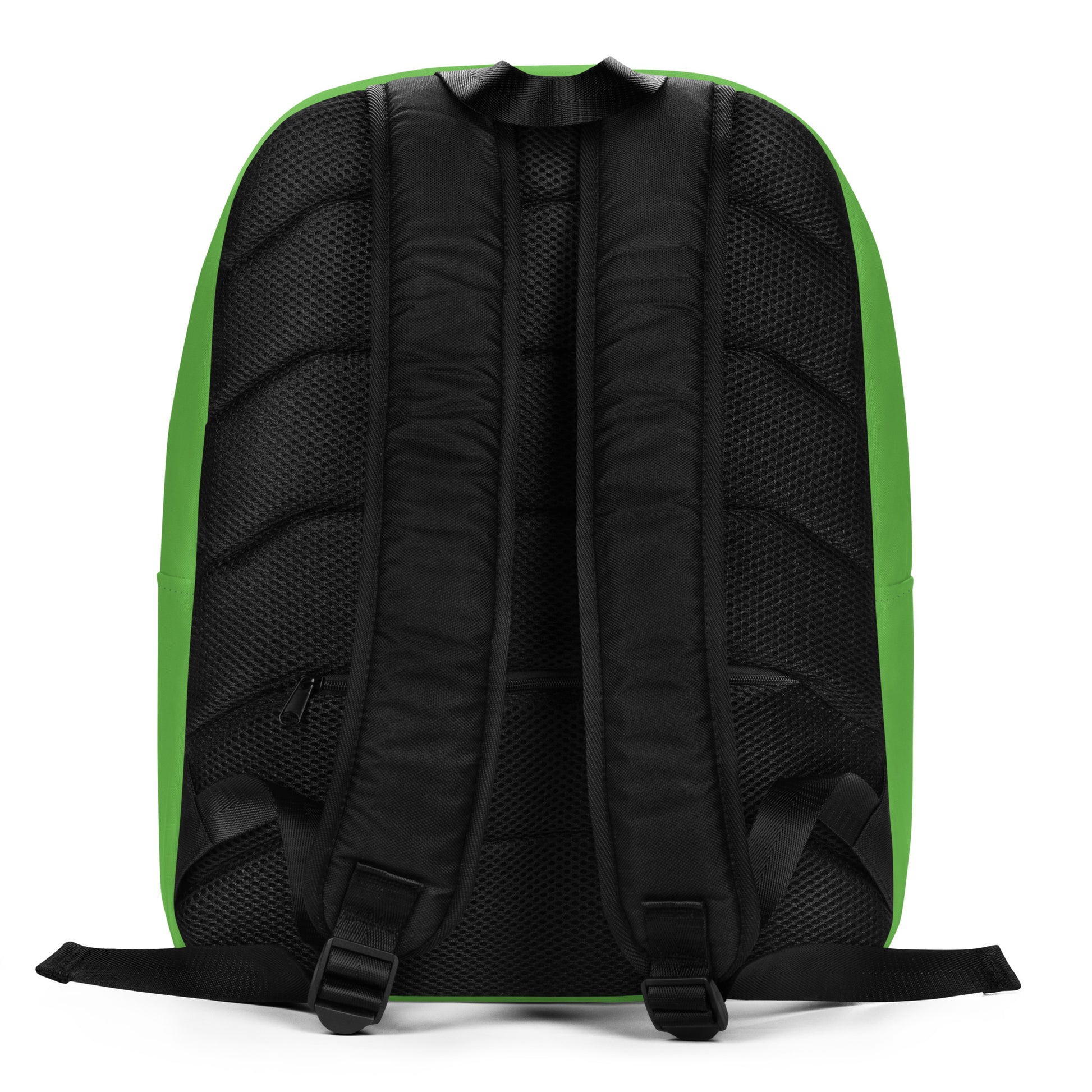 A vibrant green minimalist backpack displayed at a slight angle on a white background, featuring a bold graphic with the word HIGHBALL in tall black letters, where the letter I is a green railroad signal, sitting above the text KEEP MOVING.