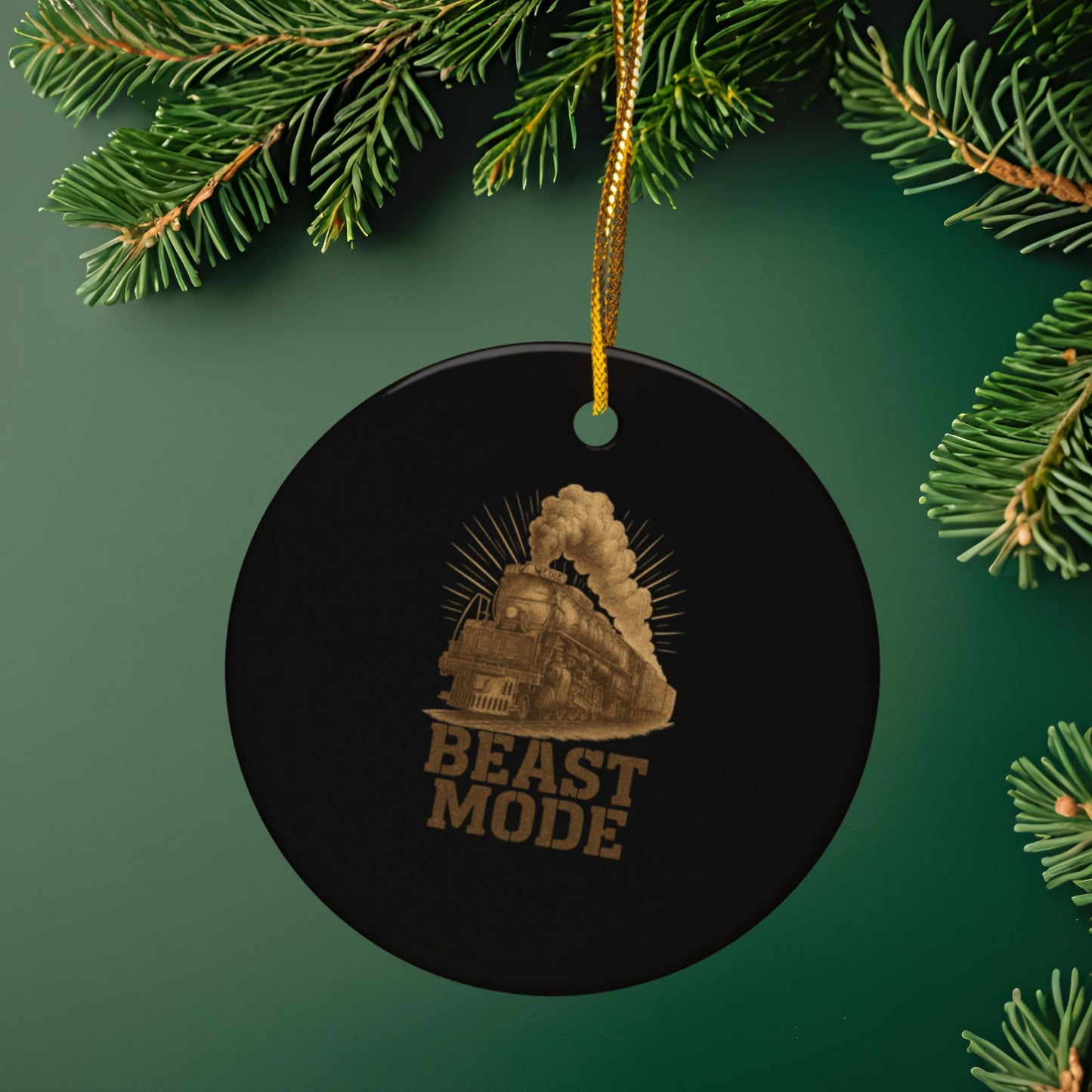 Beast Mode Train Ceramic Ornament – Holiday Railfan Decoration