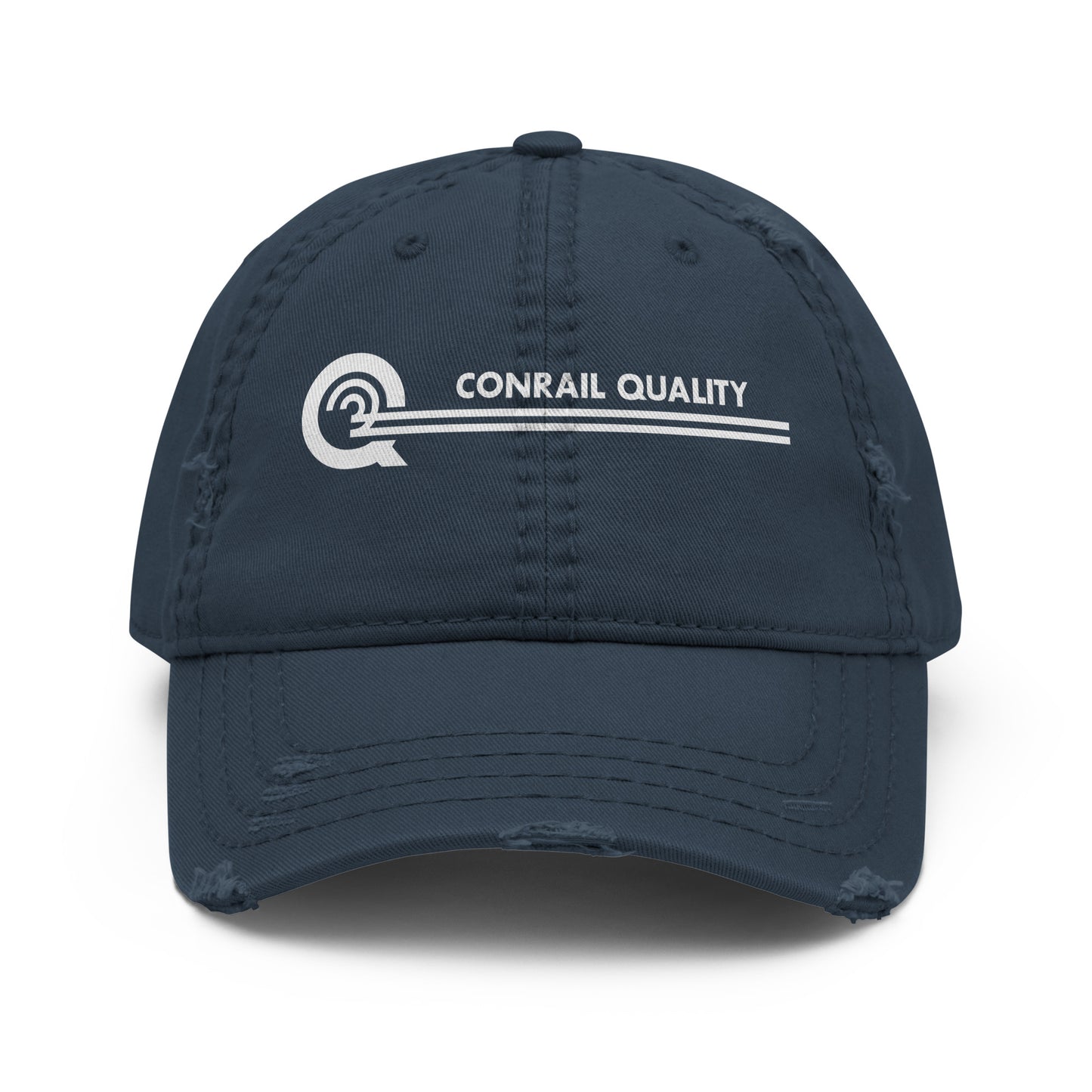 Navy blue cap with 'Conrail Quality' logo on a white background