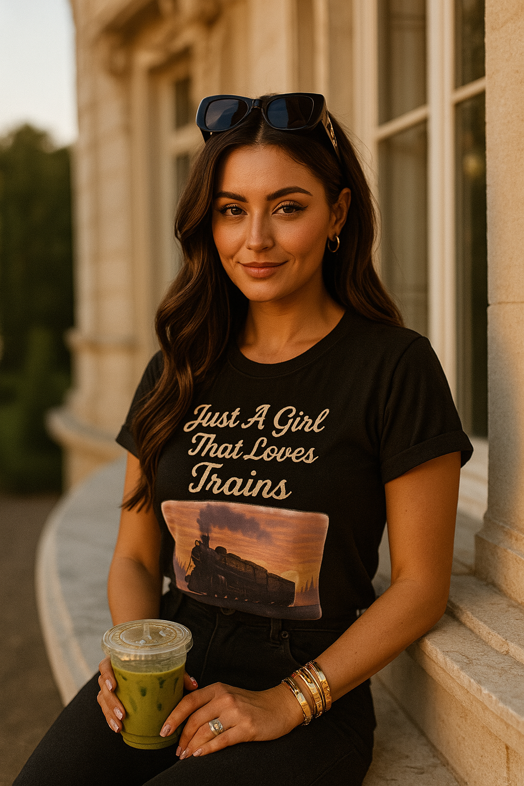 Just a Girl Who Loves Trains Women’s basic softstyle t-shirt