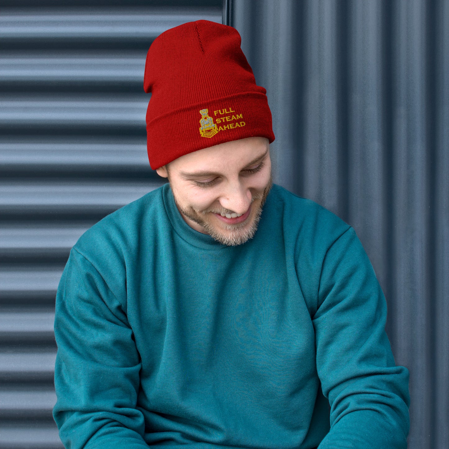 Full Steam Ahead Embroidered Beanie