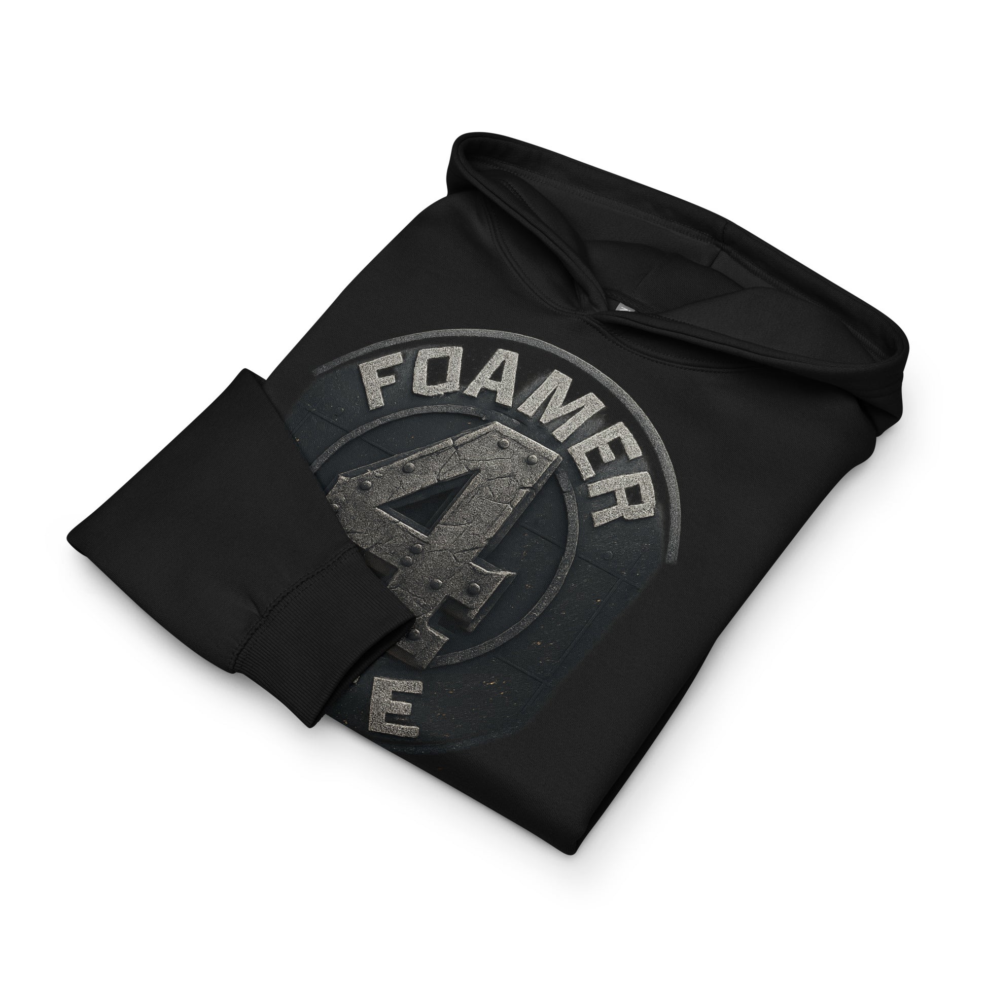 Black hoodie with 'FOAMER' logo on a white background