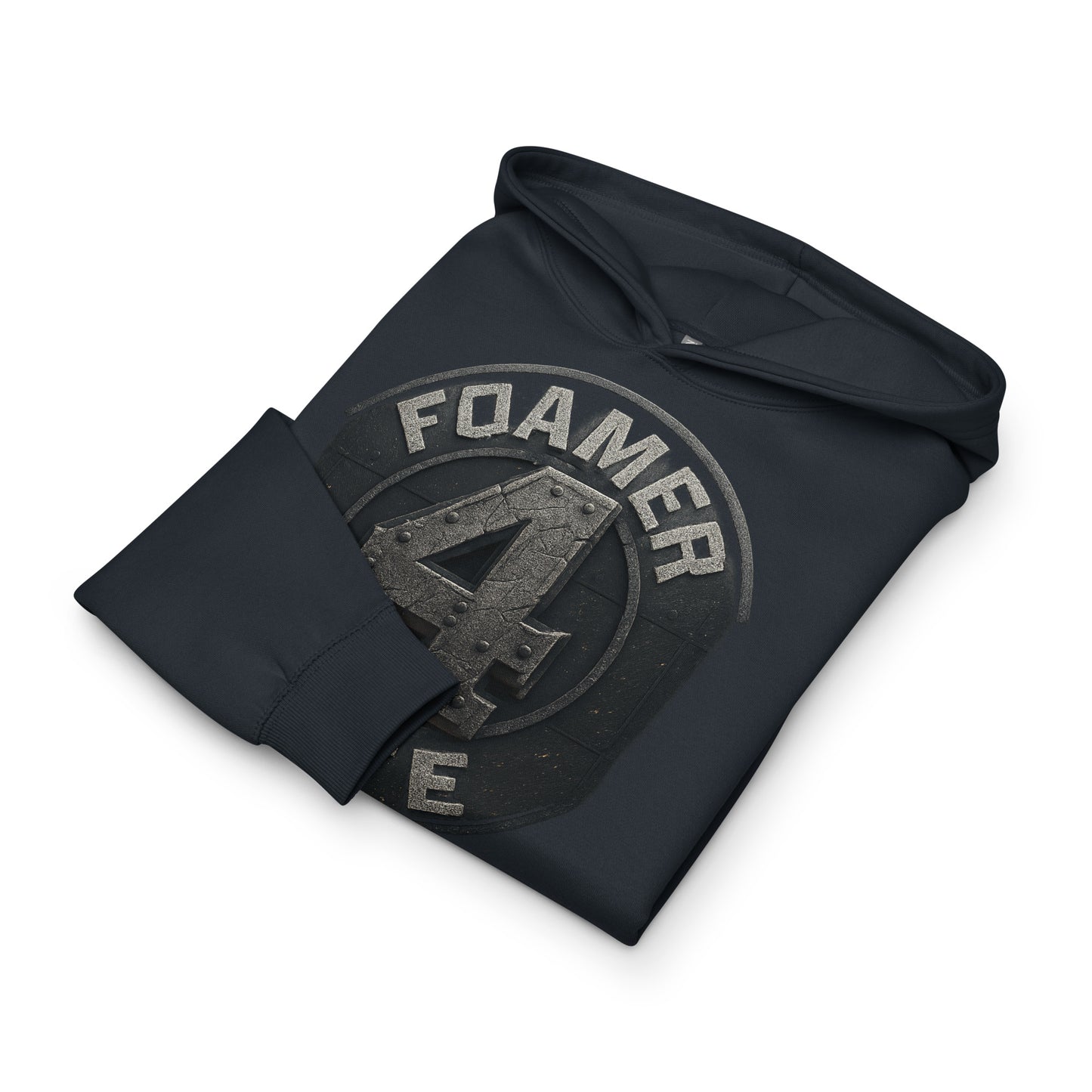 Navy hoodie with 'FOAMER' logo on a white background