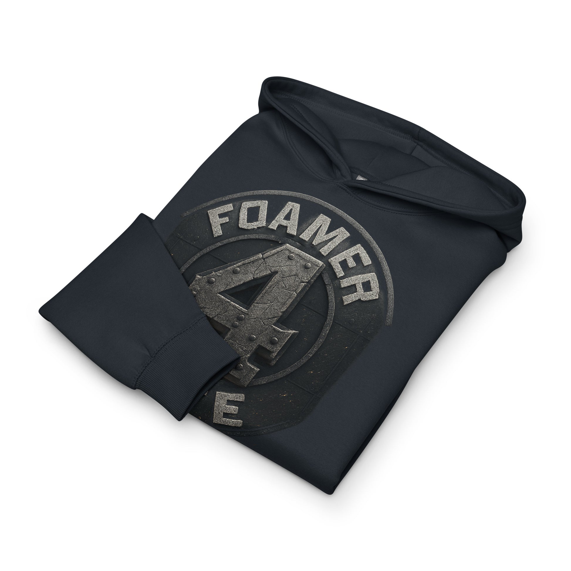 Navy hoodie with 'FOAMER' logo on a white background