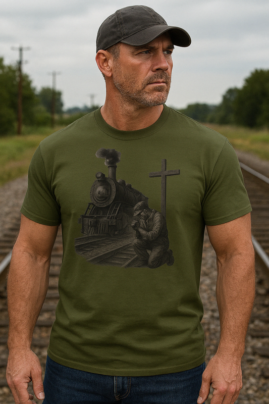 Railroad Worker Praying Heavyweight Classic T-Shirt