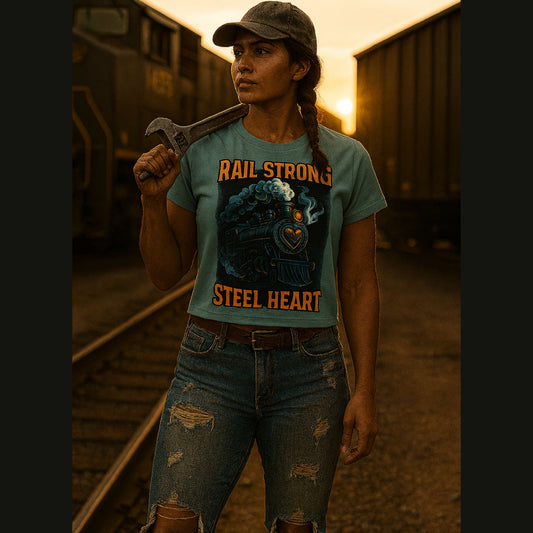 Rail Strong, Steel Heart – Women's Crop Top Tee