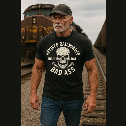 Retired Railroader Bad Ass  Heavyweight Classic T-Shirt