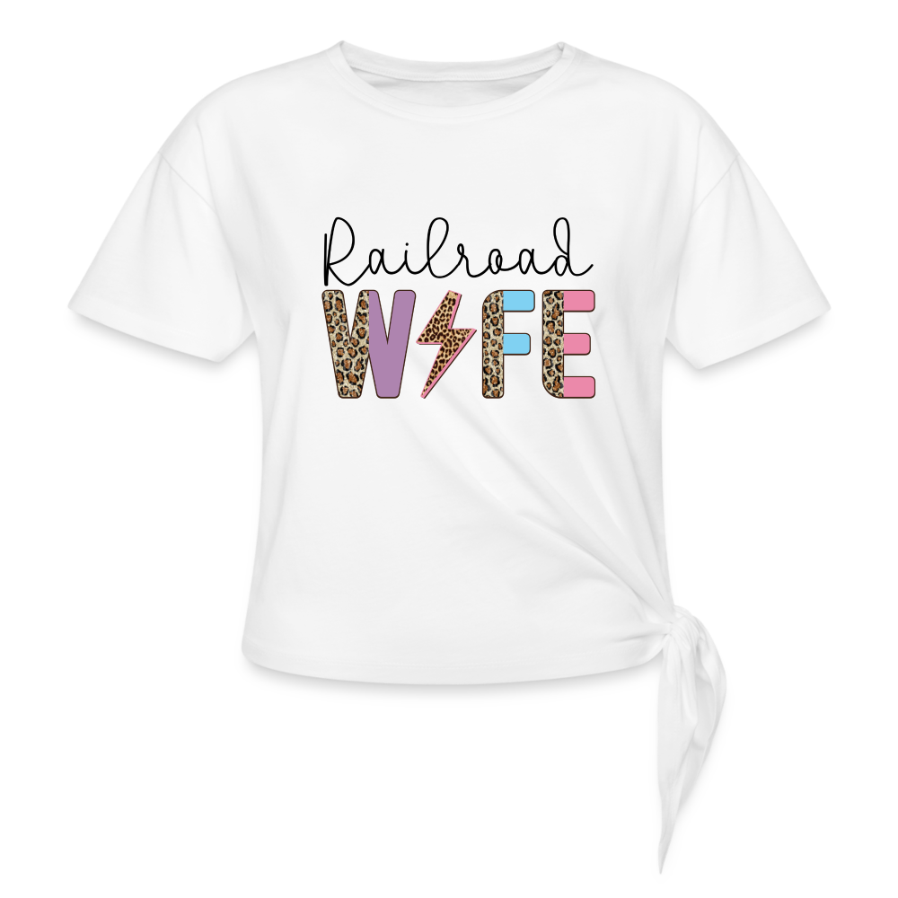 Railroad Wife Women's Knotted T-Shirt - white