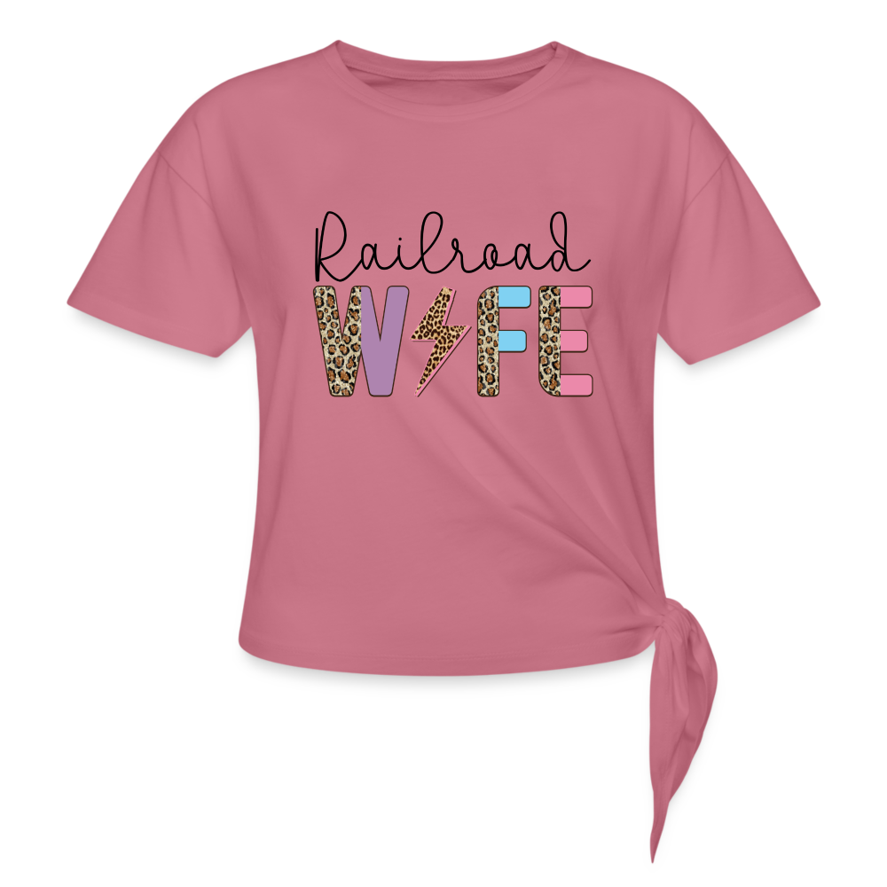 Railroad Wife Expensive, Difficult, & Talks Back 🤣 Women's Knotted T-Shirt - mauve