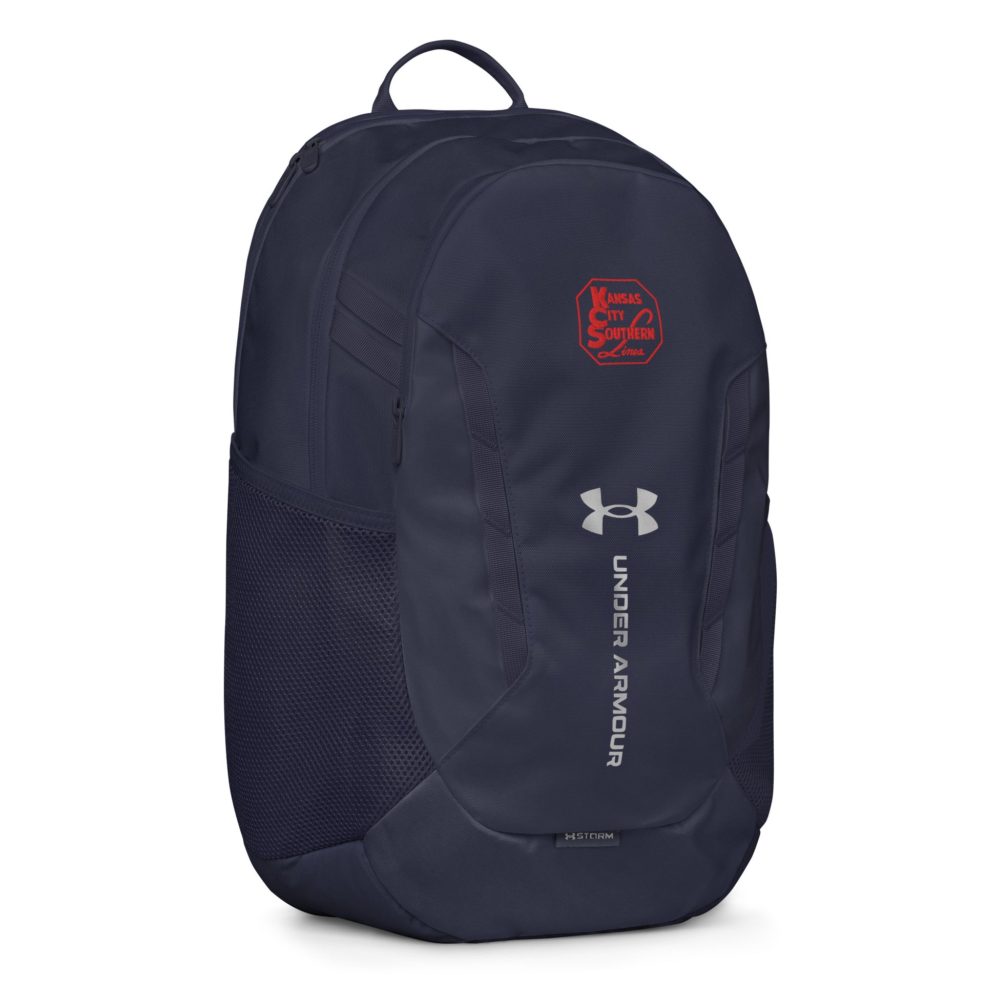 Navy blue backpack with Under Armour logo on a white background